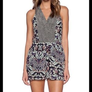 - Greylin Morris silk crepe romper blue and pink